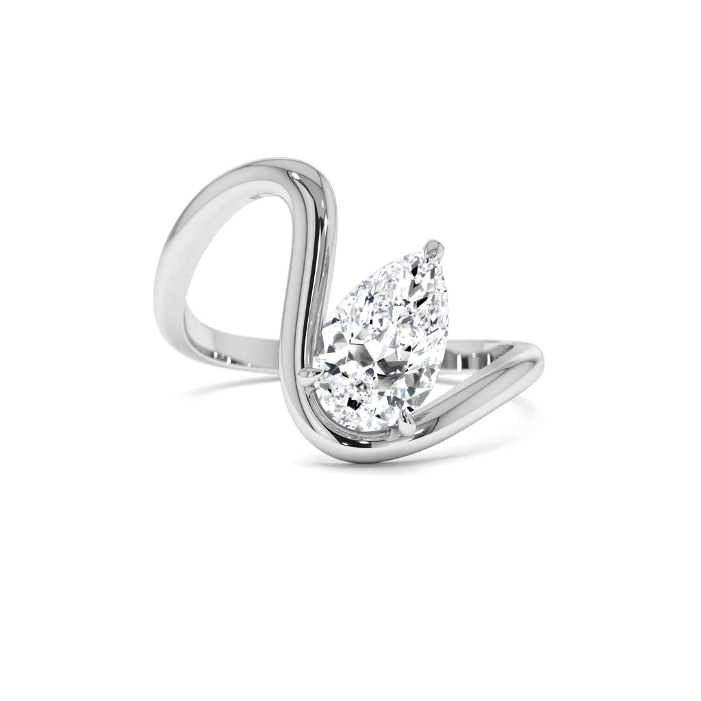 1.00 CTW 14K Gold Lab Grown Pear Diamond Ring Modern Bypass Setting - view 3