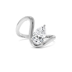 1.00 CTW 14K Gold Lab Grown Pear Diamond Ring Modern Bypass Setting - view 3