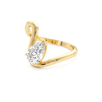 1.00 CTW 14K Gold Lab Grown Pear Diamond Ring Modern Bypass Setting - view 4