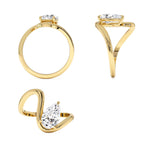 1.00 CTW 14K Gold Lab Grown Pear Diamond Ring Modern Bypass Setting - view 5