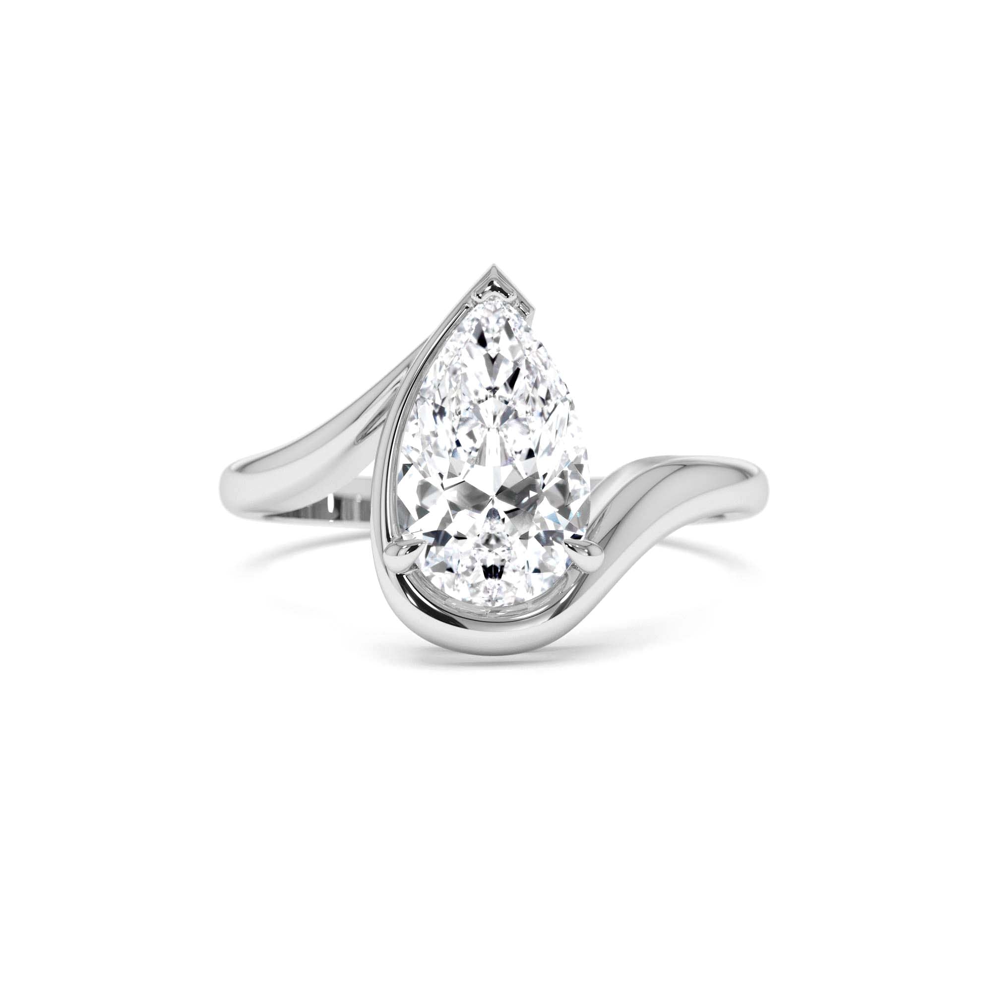 1.50 Ctwt 14k Gold Lab Grown Pear Diamond Ring with Bypass Design - view 3