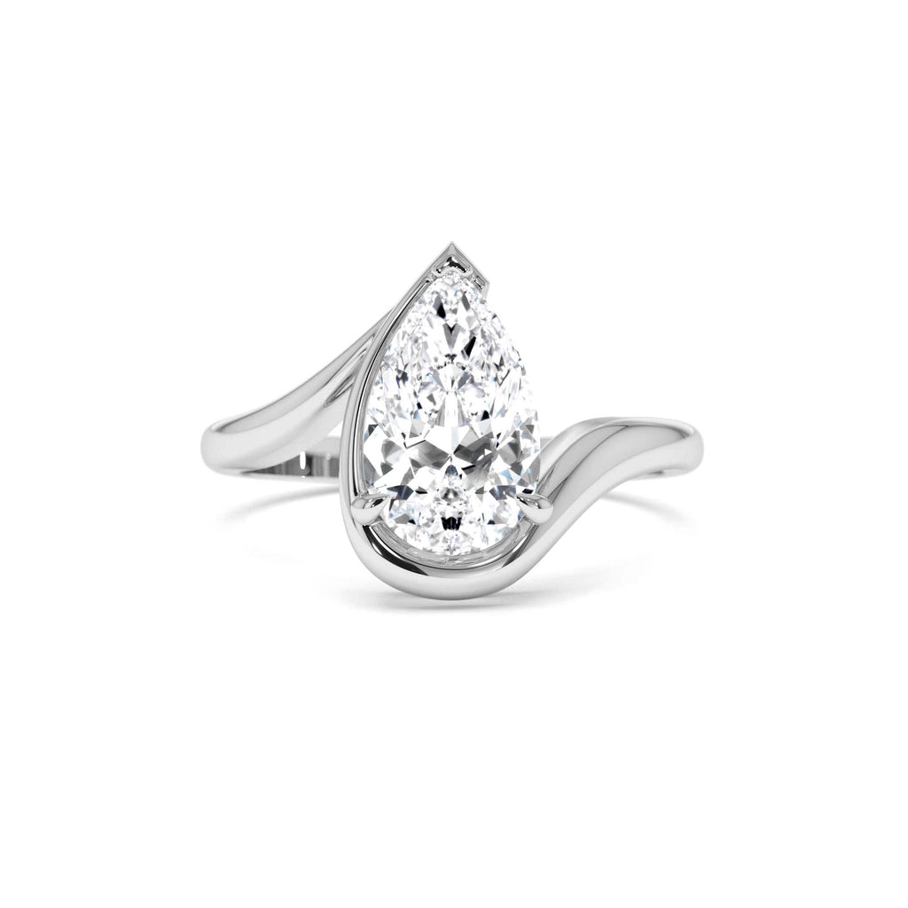 1.50 Ctwt 14K Gold Lab Grown Pear Diamond Ring with Bypass Design - view 3