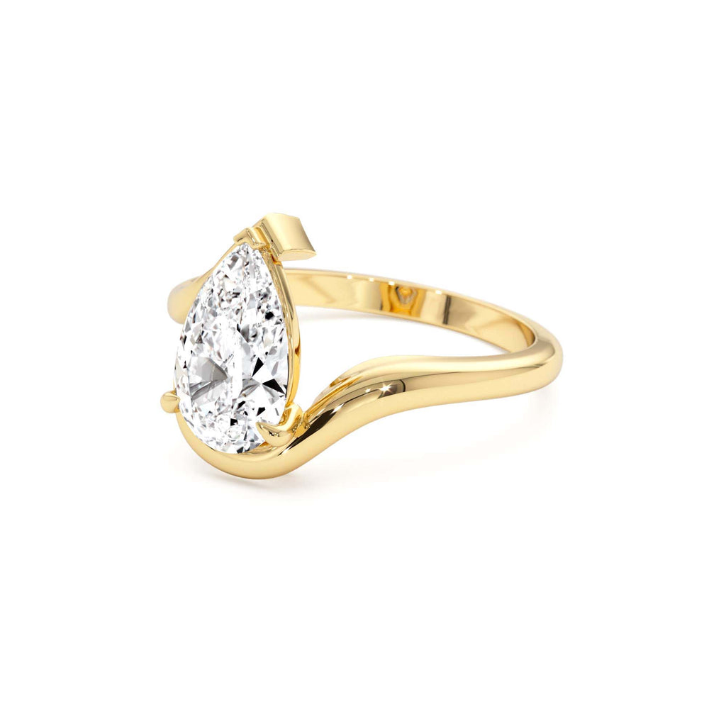 1.50 Ctwt 14k Gold Lab Grown Pear Diamond Ring with Bypass Design - view 4
