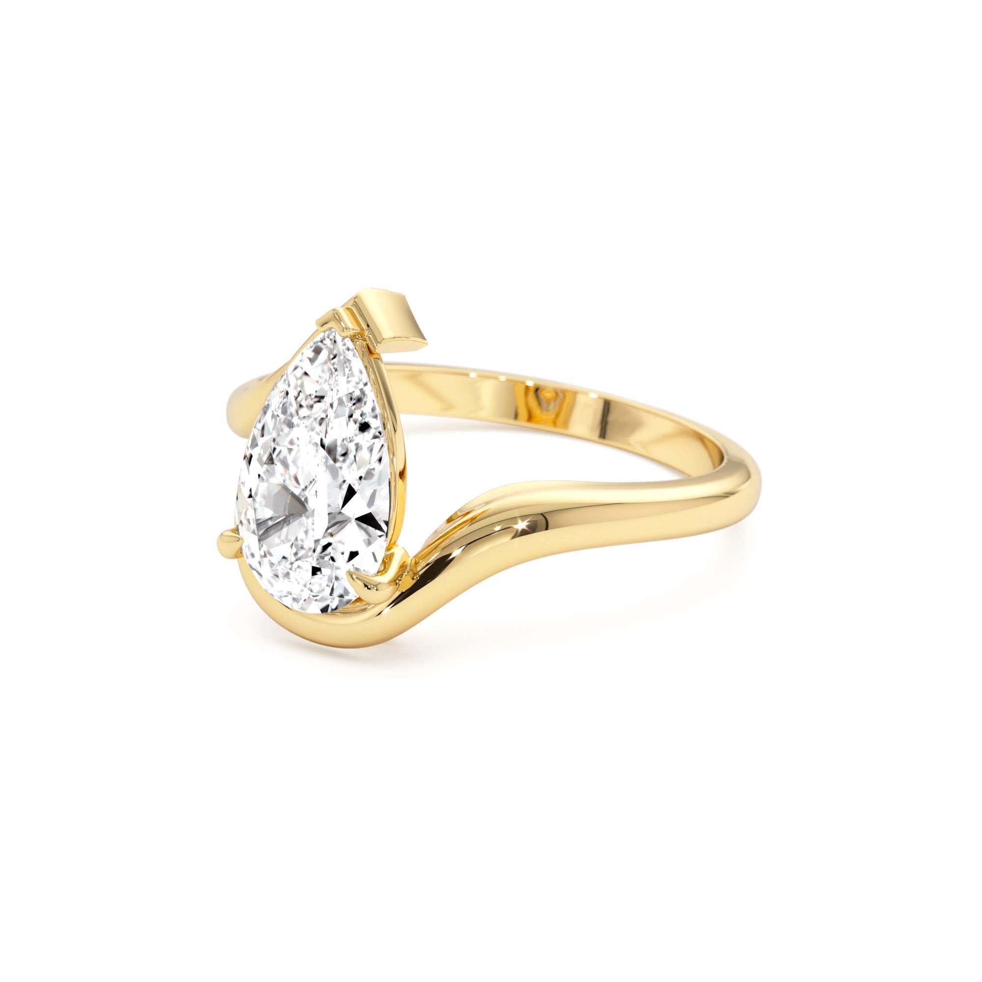 1.50 Ctwt 14K Gold Lab Grown Pear Diamond Ring with Bypass Design - view 4