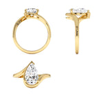 1.50 Ctwt 14K Gold Lab Grown Pear Diamond Ring with Bypass Design - view 5