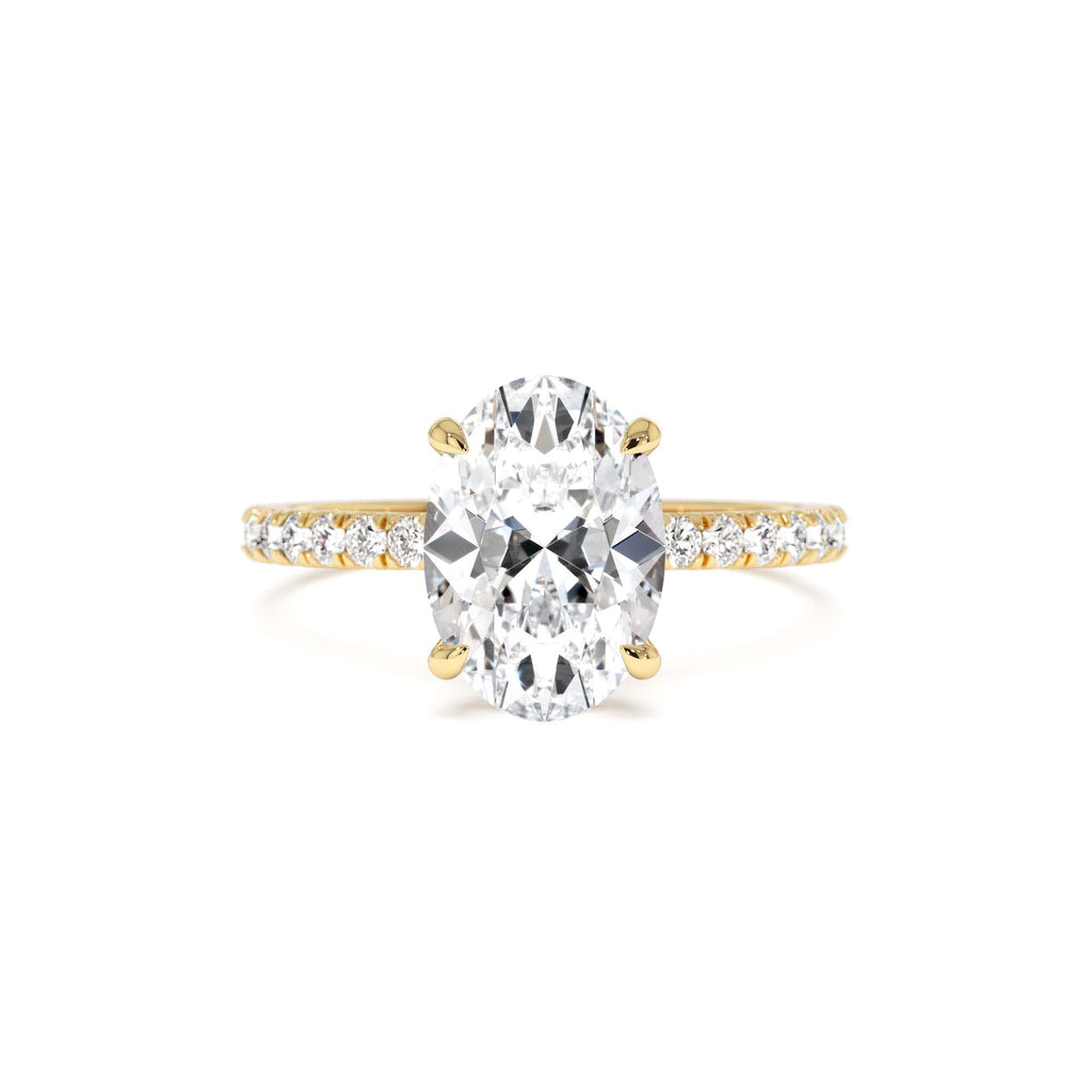 2.40 Ctw 14k Oval Shaped Lab Grown Diamond Pavé Setting with Hidden Halo by Orlina Fine