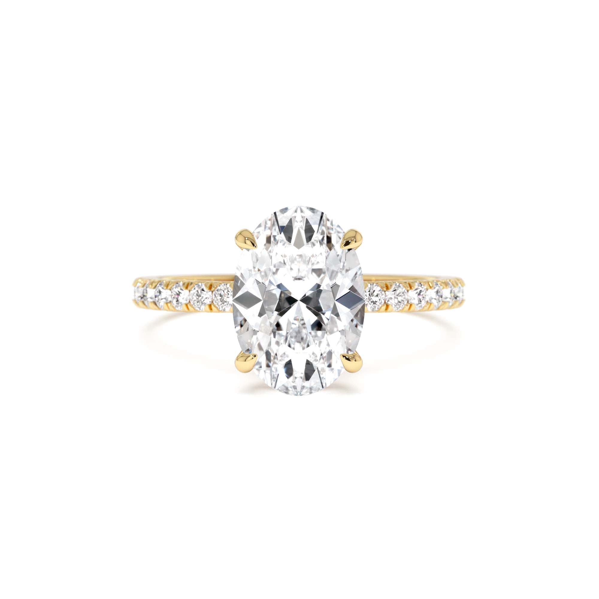 2.40 Ctw 14k Oval Shaped Lab Grown Diamond Pavé Setting with Hidden Halo by Orlina Fine