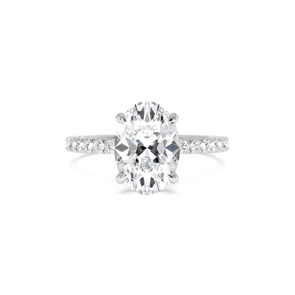 2.40 Ctw 14k Oval Shaped Lab Grown Diamond Pavé Setting with Hidden Halo - view 2