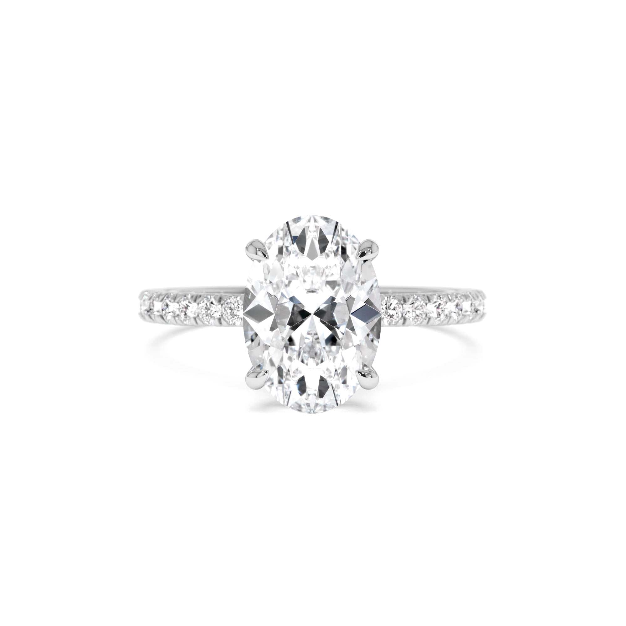 2.40 Ctw 14k Oval Shaped Lab Grown Diamond Pavé Setting with Hidden Halo - view 2