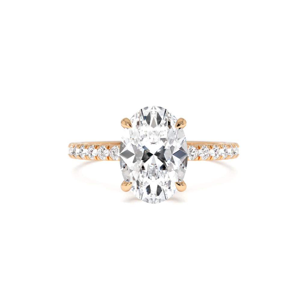 2.40 Ctw 14k Oval Shaped Lab Grown Diamond Pavé Setting with Hidden Halo - view 4