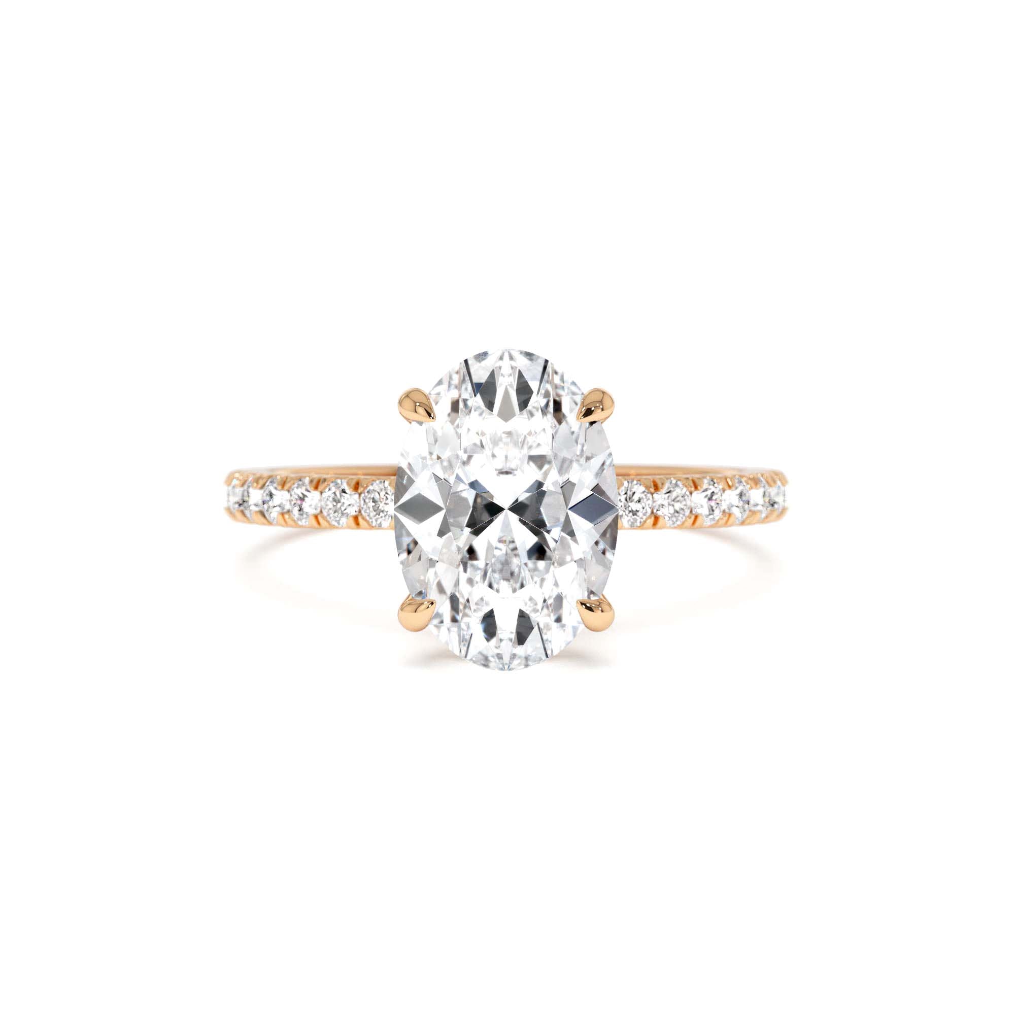 2.40 Ctw 14k Oval Shaped Lab Grown Diamond Pavé Setting with Hidden Halo - view 4
