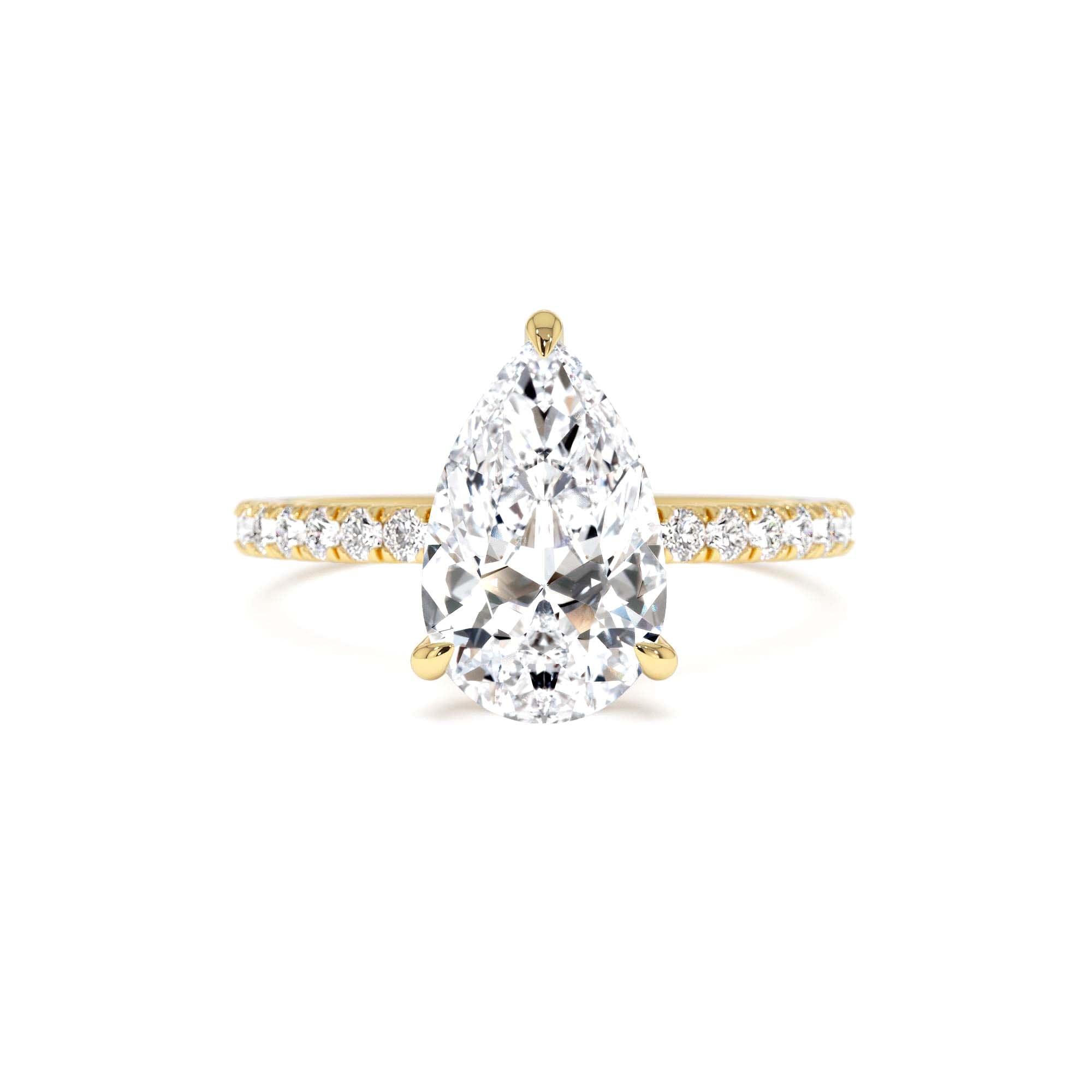2.45 Ctw 14k Pear Shaped Lab Grown Diamond Pavé Setting with Hidden Halo by Orlina Fine
