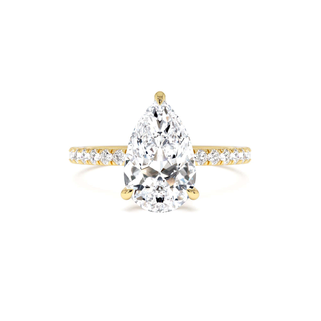 2.45 CTW 14K Pear Shaped Lab Grown Diamond Pavé Setting with Hidden Halo by Orlina Fine