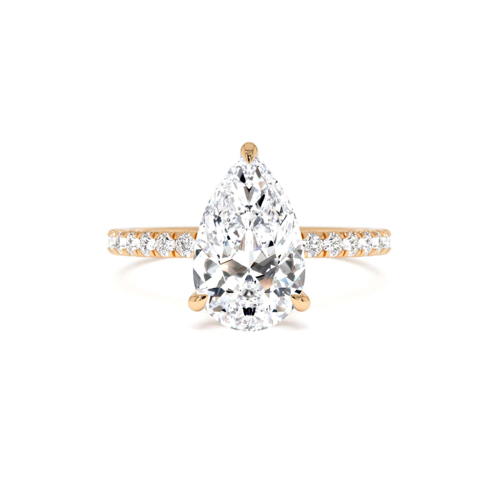 2.45 Ctw 14k Pear Shaped Lab Grown Diamond Pavé Setting with Hidden Halo - view 2