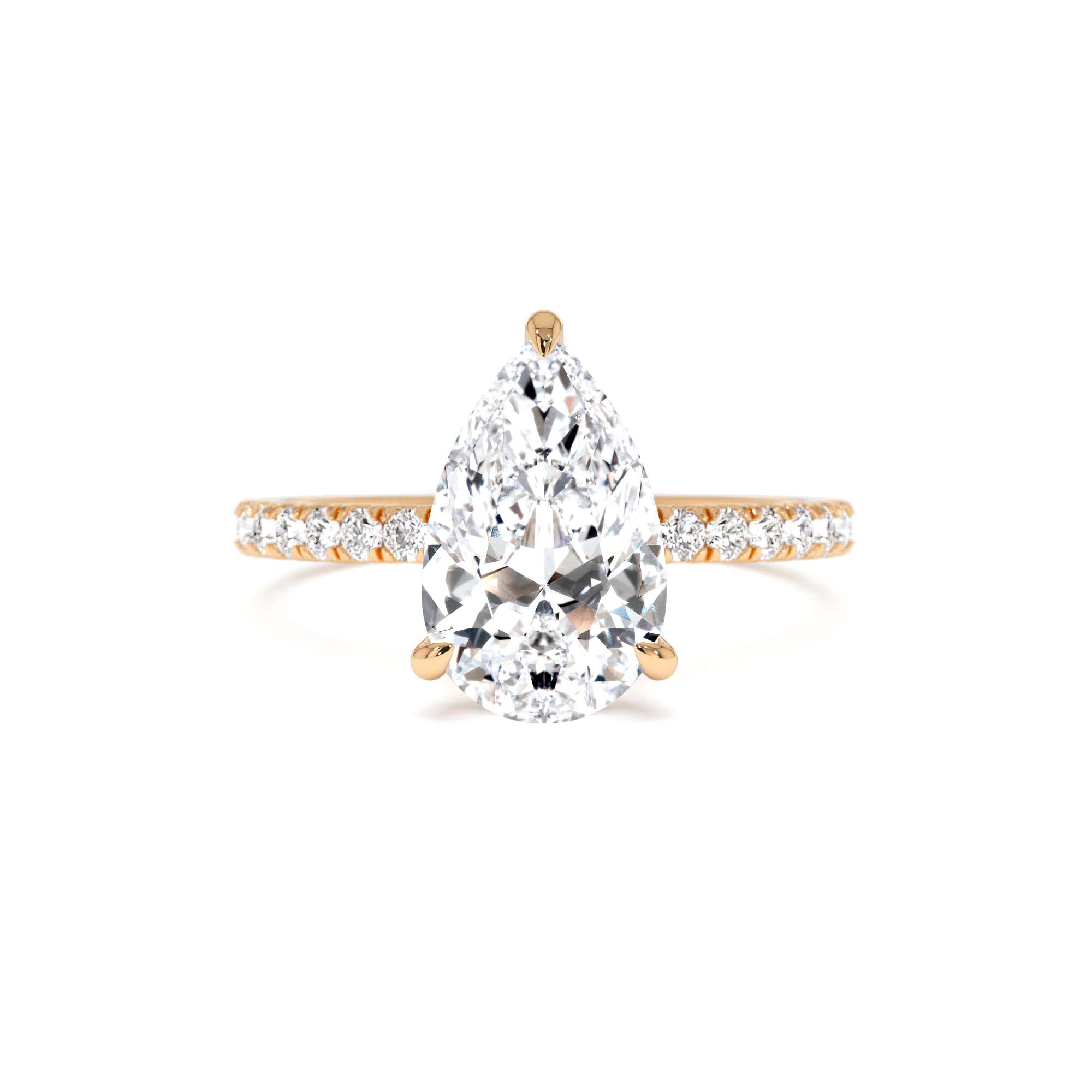 2.45 Ctw 14k Pear Shaped Lab Grown Diamond Pavé Setting with Hidden Halo - view 2