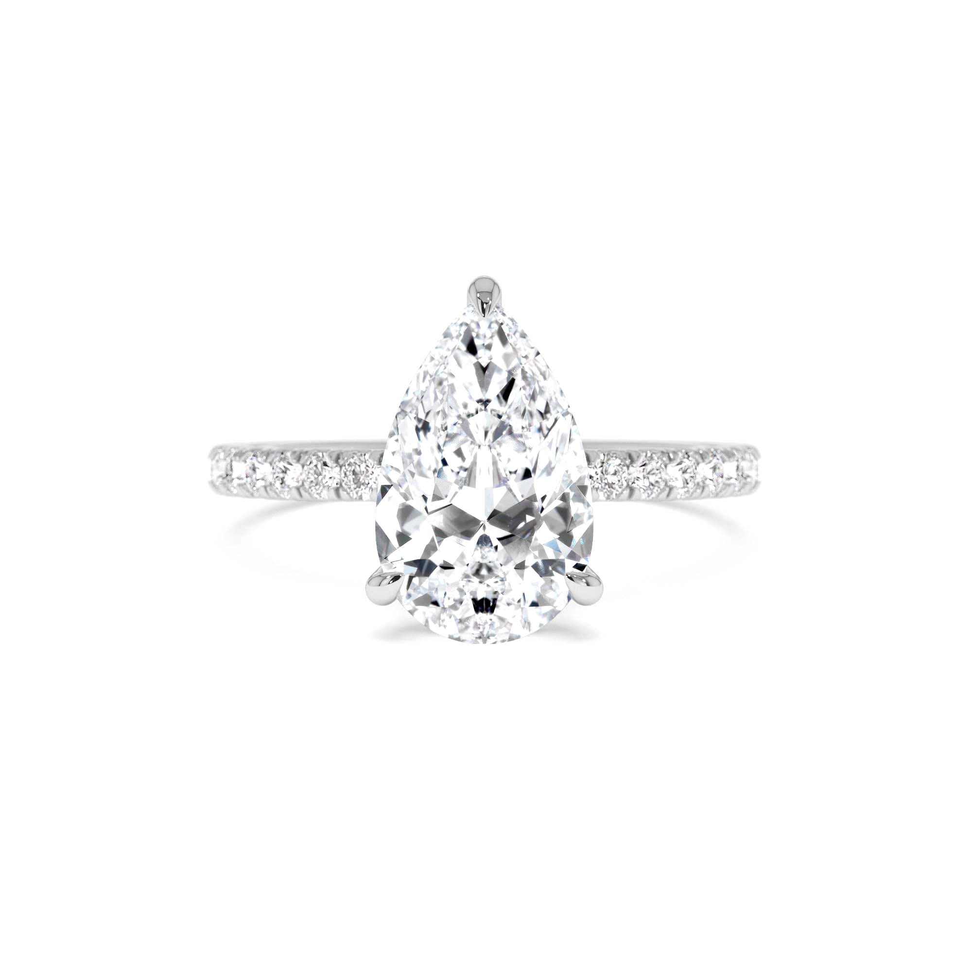 2.45 Ctw 14k Pear Shaped Lab Grown Diamond Pavé Setting with Hidden Halo - view 3