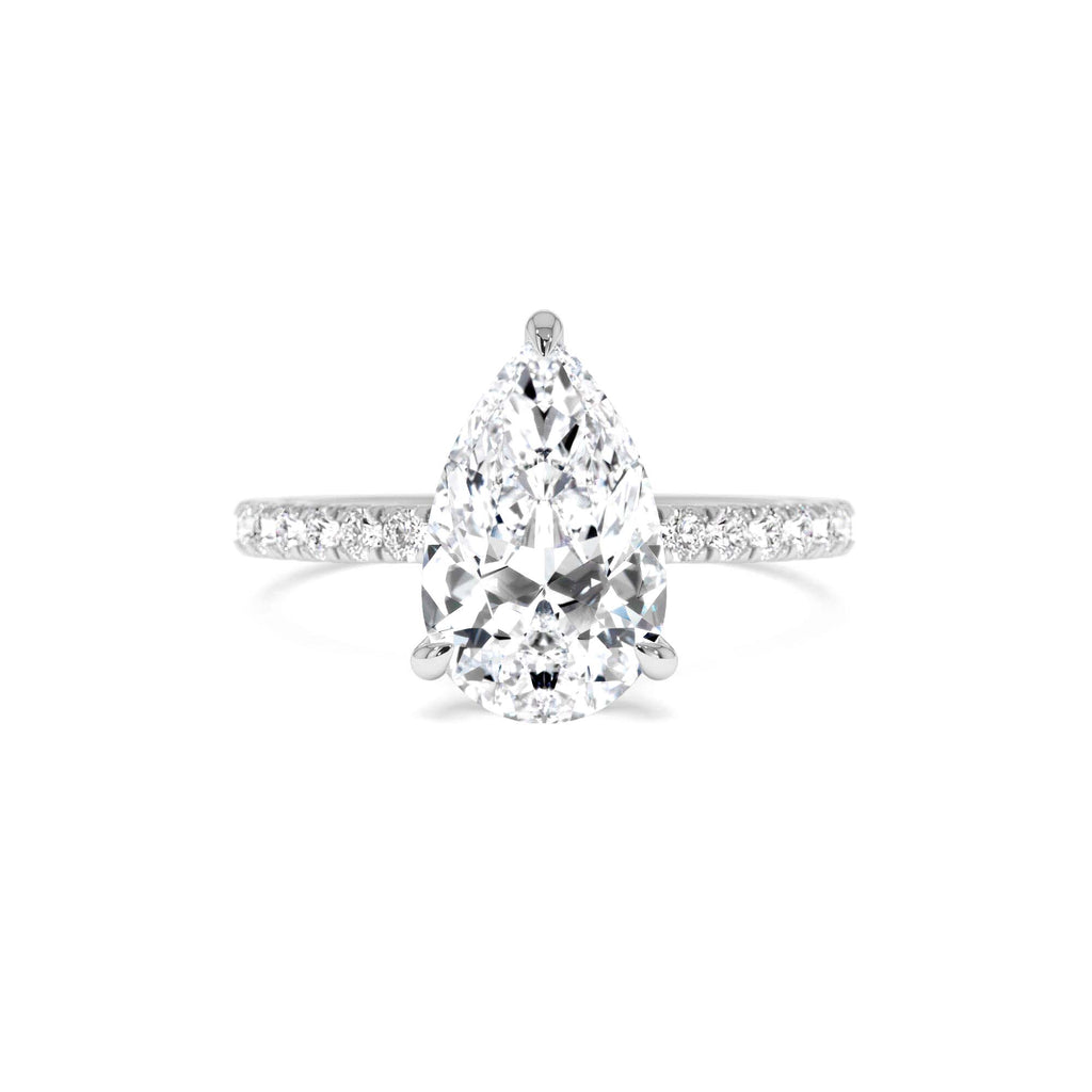2.45 CTW 14K Pear Shaped Lab Grown Diamond Pavé Setting with Hidden Halo - view 3