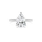 2.45 CTW 14K Pear Shaped Lab Grown Diamond Pavé Setting with Hidden Halo - view 3