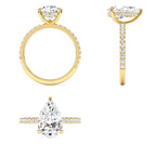 2.45 CTW 14K Pear Shaped Lab Grown Diamond Pavé Setting with Hidden Halo - view 5