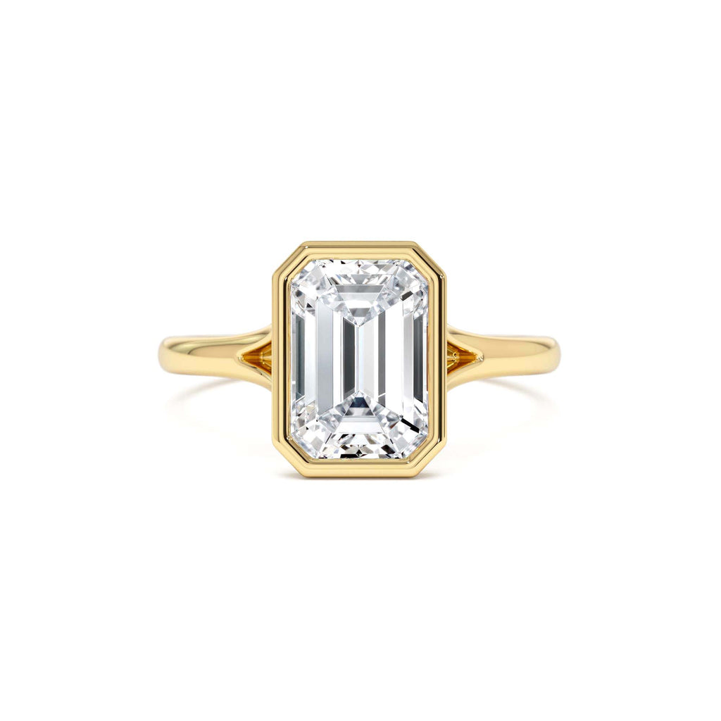 2.00 Ctw 14k Emerald Cut Lab Grown Diamond Ring Bezel Solitaire Setting by Orlina Fine