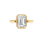 2.00 CTW 14K Emerald Cut Lab Grown Diamond Ring Bezel Solitaire Setting by Orlina Fine