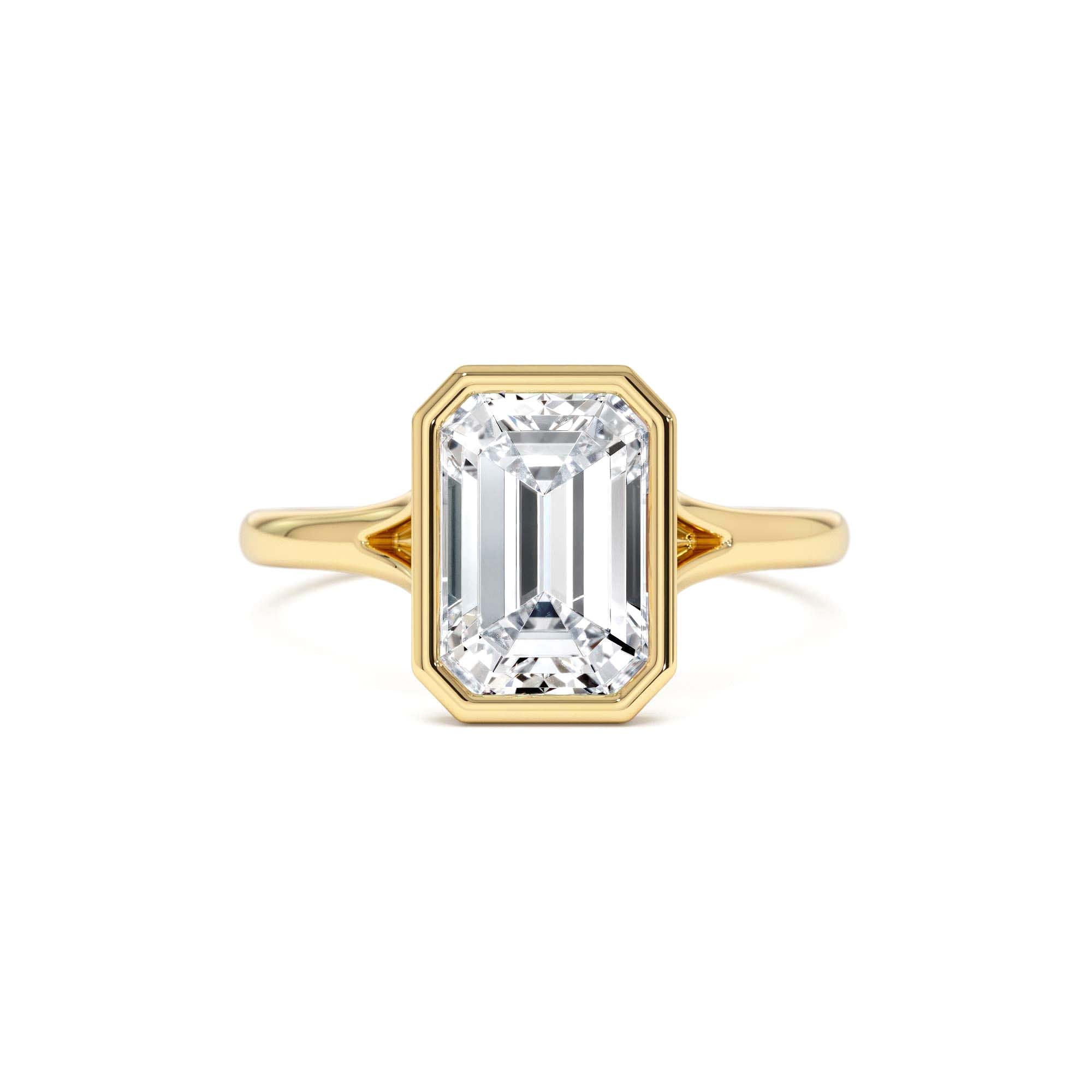 2.00 CTW 14K Emerald Cut Lab Grown Diamond Ring Bezel Solitaire Setting by Orlina Fine