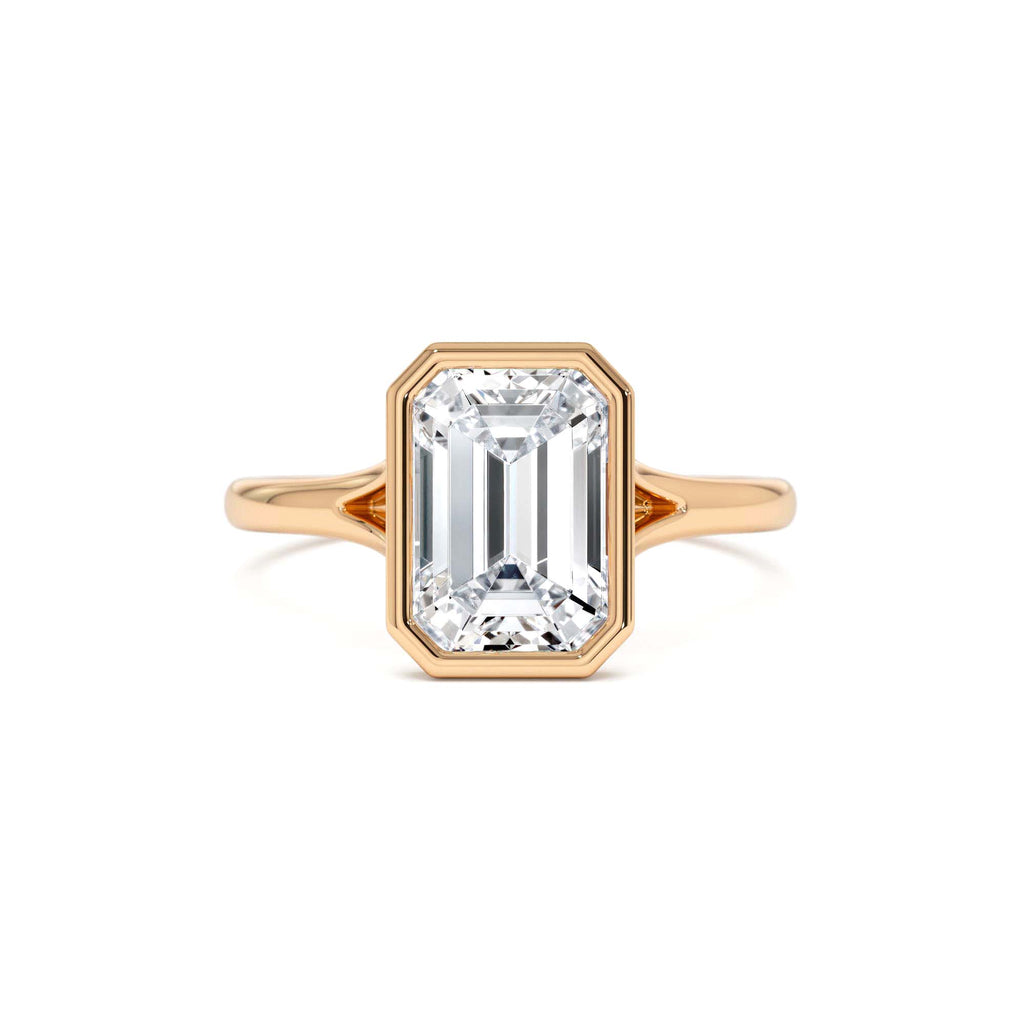 2.00 Ctw 14k Emerald Cut Lab Grown Diamond Ring Bezel Solitaire Setting - view 2
