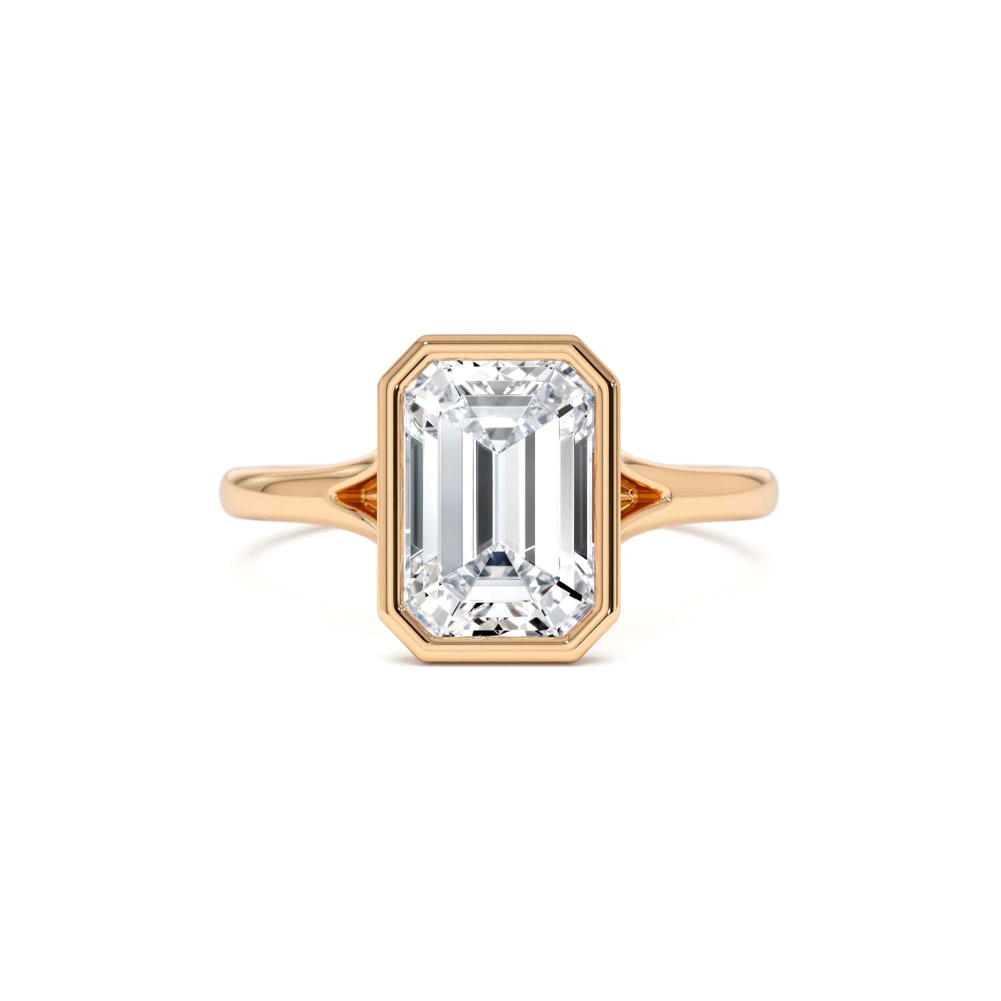 2.00 Ctw 14k Emerald Cut Lab Grown Diamond Ring Bezel Solitaire Setting - view 2