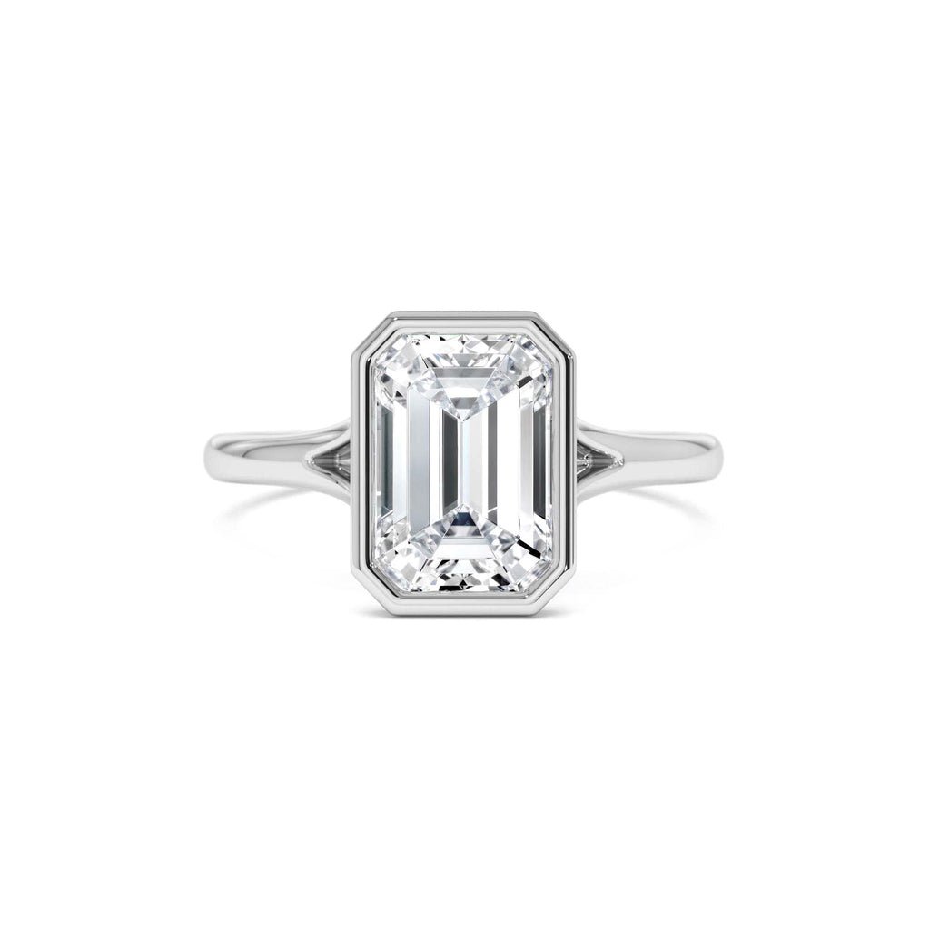 2.00 Ctw 14k Emerald Cut Lab Grown Diamond Ring Bezel Solitaire Setting - view 3