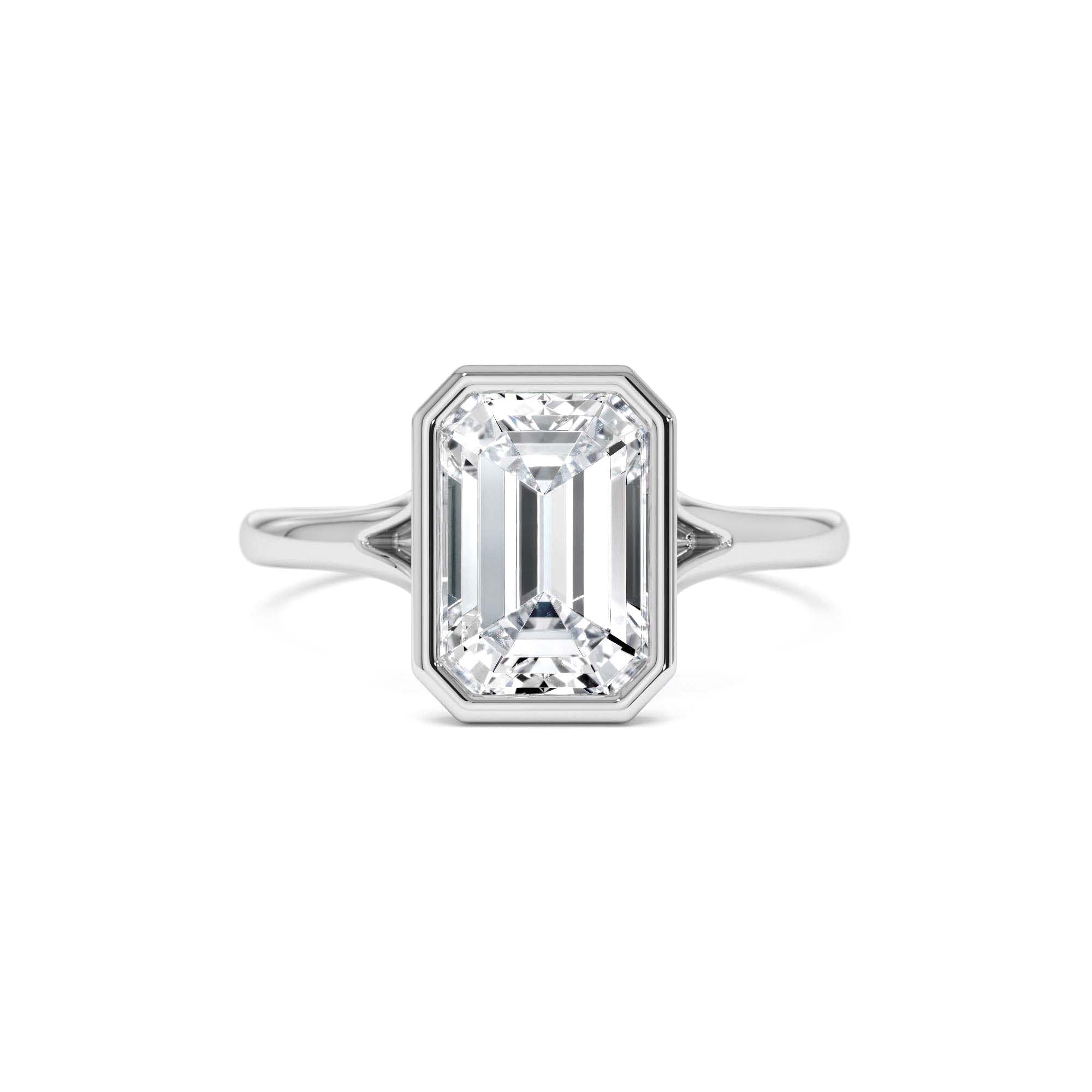 2.00 Ctw 14k Emerald Cut Lab Grown Diamond Ring Bezel Solitaire Setting - view 3