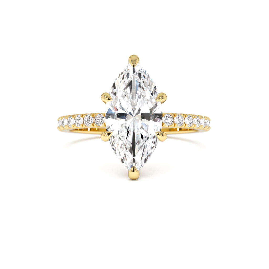 2.50 Ctw 14k Marquise Shaped Lab Grown Diamond Pavé Setting with Hidden Halo by Orlina Fine