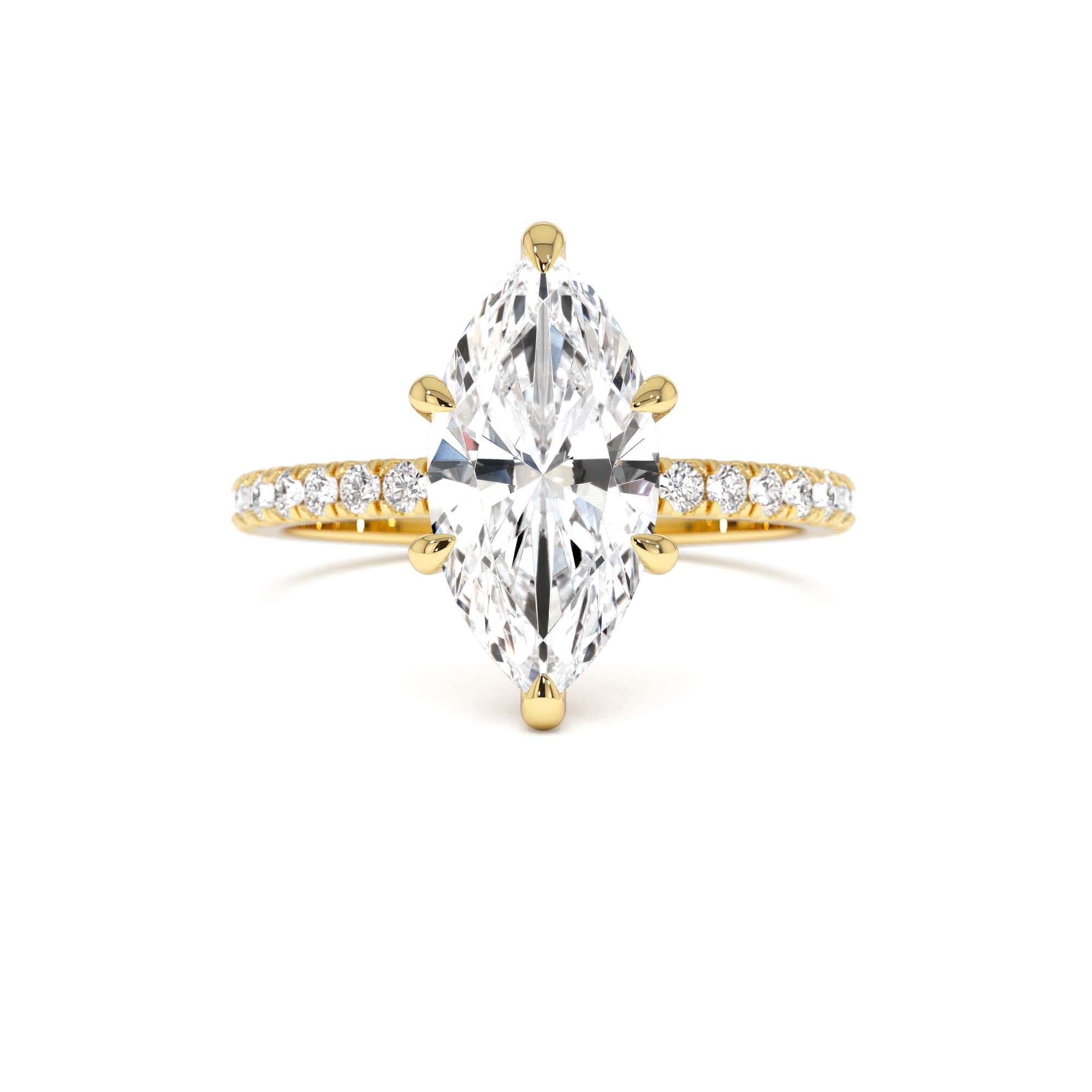 2.50 Ctw 14k Marquise Shaped Lab Grown Diamond Pavé Setting with Hidden Halo by Orlina Fine