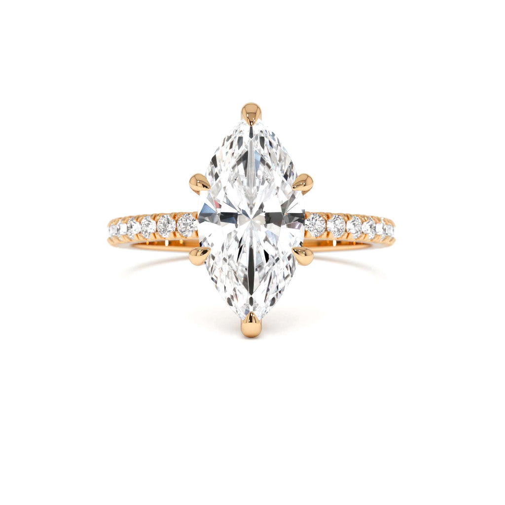 2.50 CTW 14K Marquise Shaped Lab Grown Diamond Pavé Setting with Hidden Halo - view 2