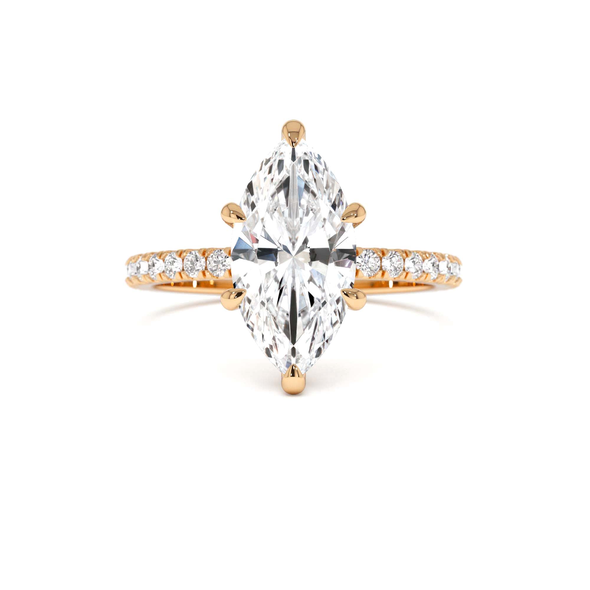 2.50 CTW 14K Marquise Shaped Lab Grown Diamond Pavé Setting with Hidden Halo - view 2