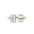 2.00 CTW 14K Emerald & Oval Cut Toi et Moi Lab Grown Diamond Ring by Orlina Fine