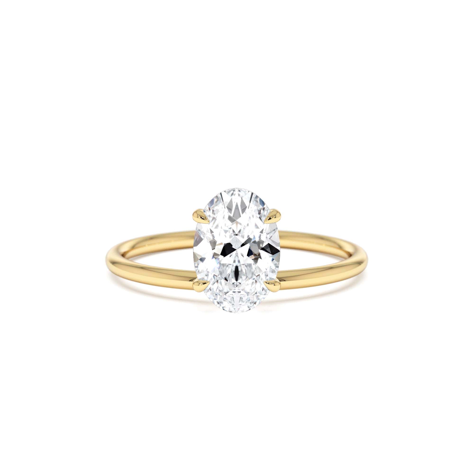 1.00 Ctw 14k Oval Shaped Lab Grown Diamond Elevated Basket Solitaire Ring – Irena by Orlina Fine