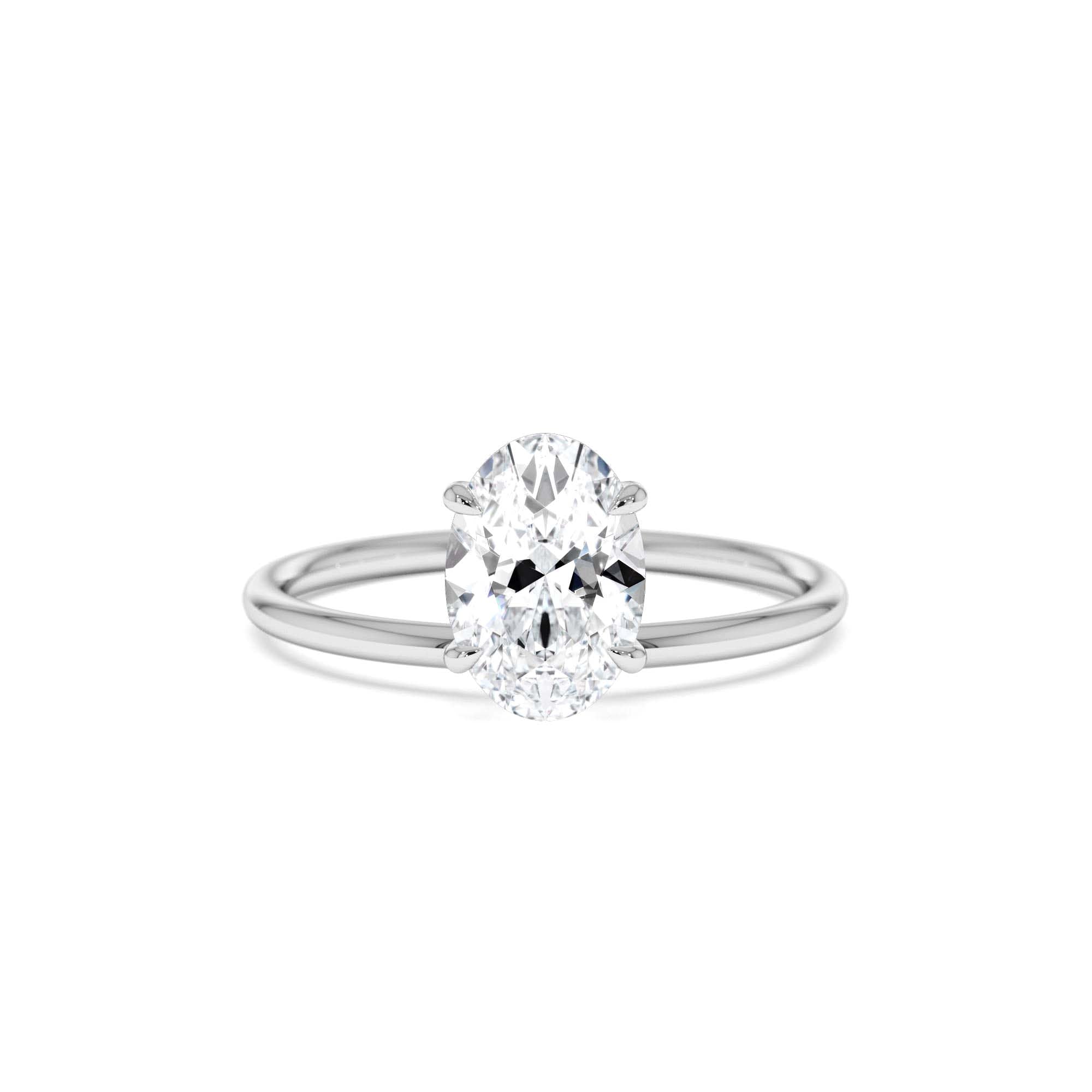 1.00 Ctw 14k Oval Shaped Lab Grown Diamond Elevated Basket Solitaire Ring – Irena - view 3
