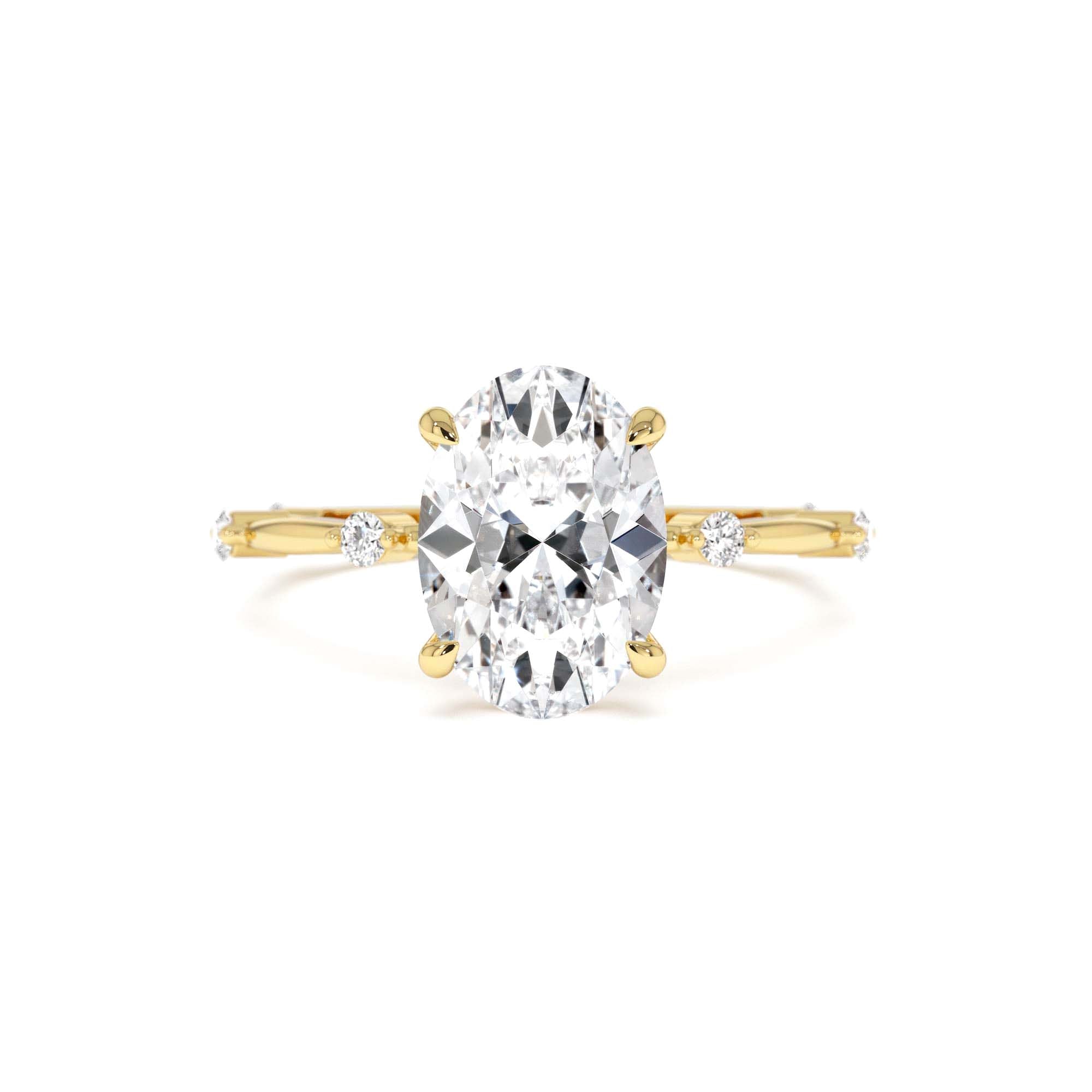 1.55 Ctw 14k Lab Grown Oval Diamond Engagement Ring Accent Band by Orlina Fine