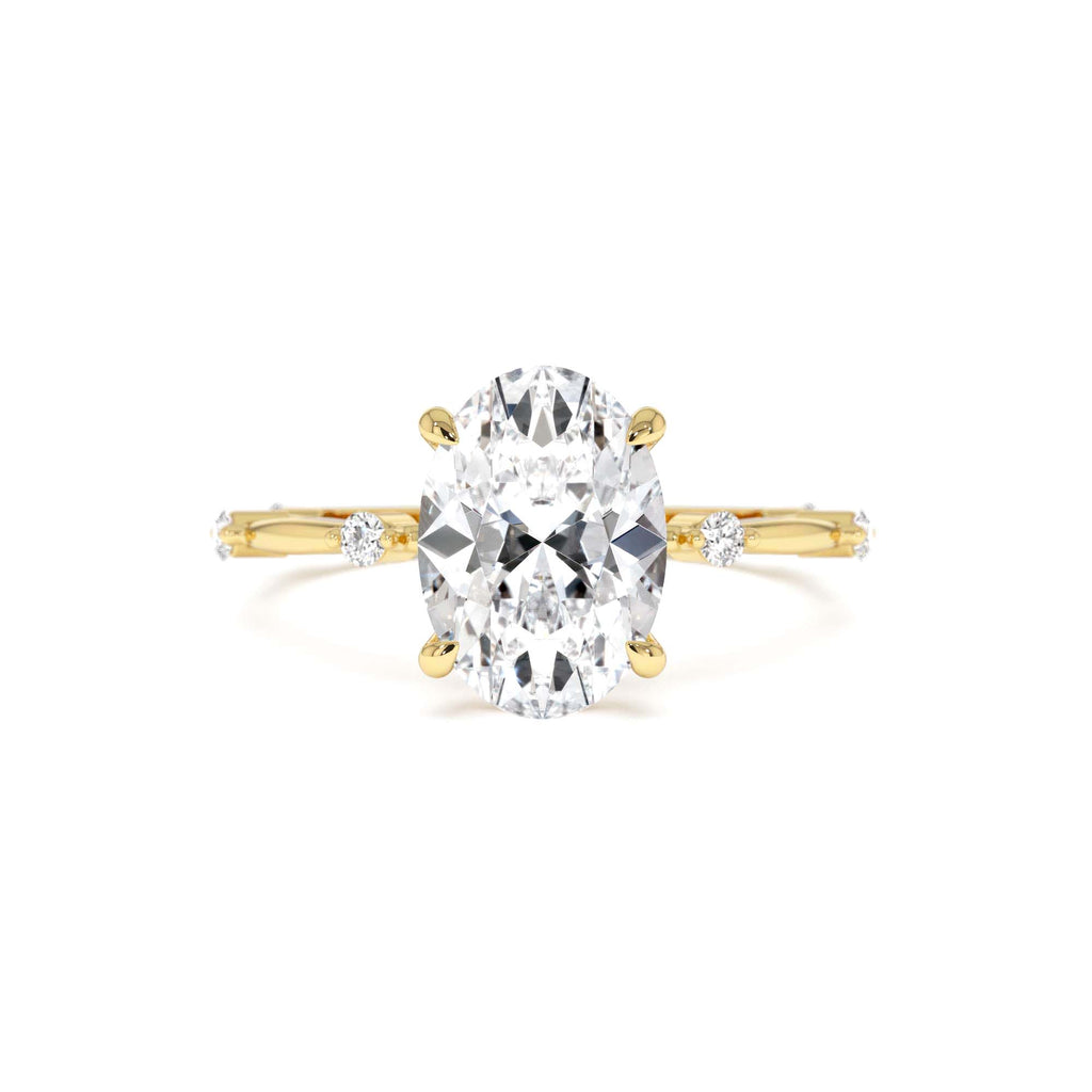 1.55 CTW 14K Lab Grown Oval Diamond Engagement Ring Accent Band by Orlina Fine