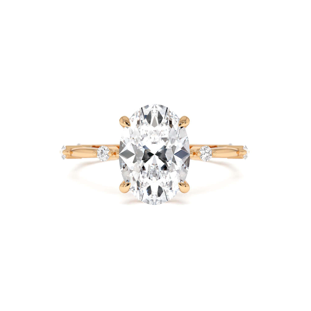 1.55 Ctw 14k Lab Grown Oval Diamond Engagement Ring Accent Band - view 2