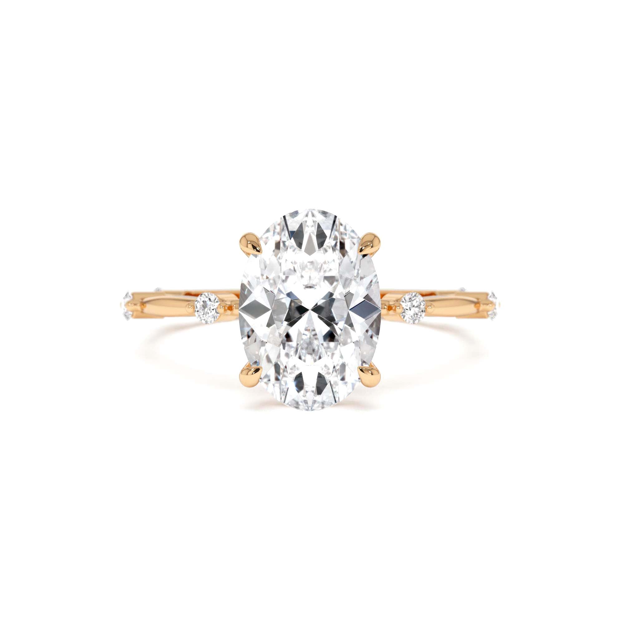 1.55 CTW 14K Lab Grown Oval Diamond Engagement Ring Accent Band - view 2