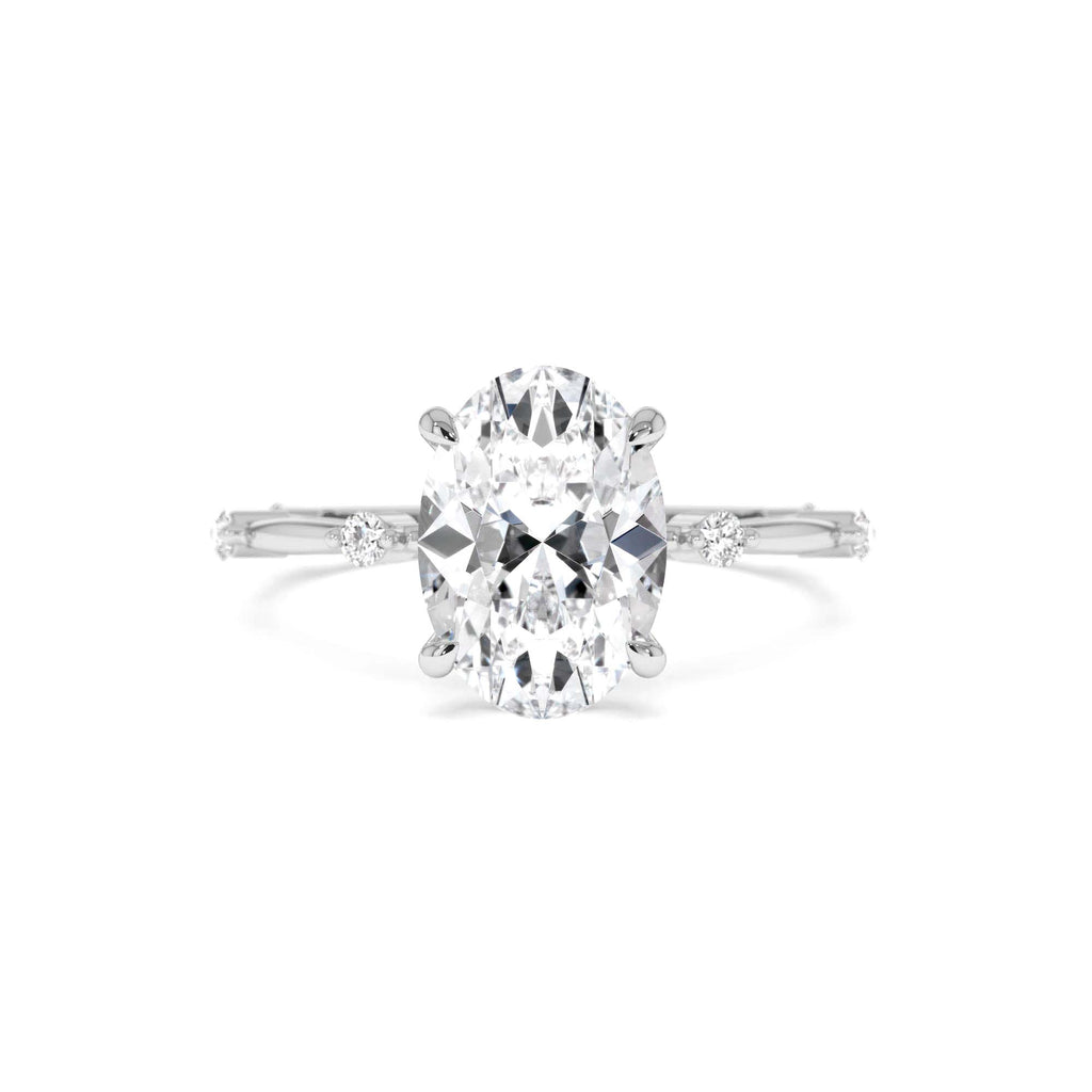 1.55 Ctw 14k Lab Grown Oval Diamond Engagement Ring Accent Band - view 3