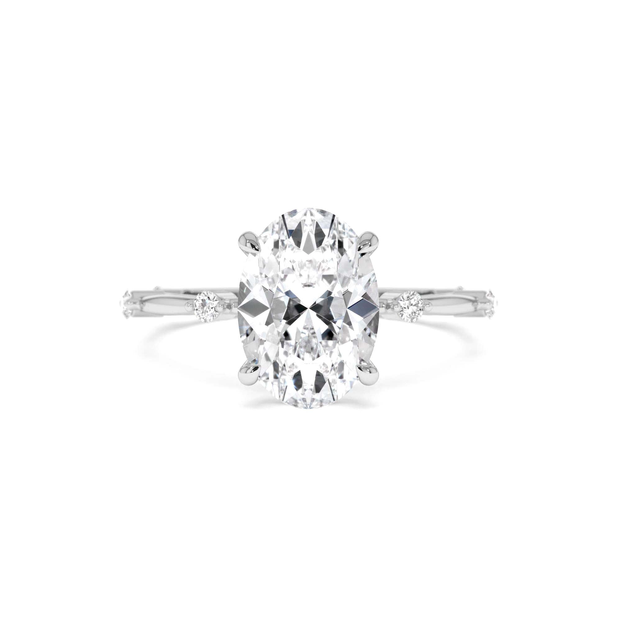 1.55 Ctw 14k Lab Grown Oval Diamond Engagement Ring Accent Band - view 3