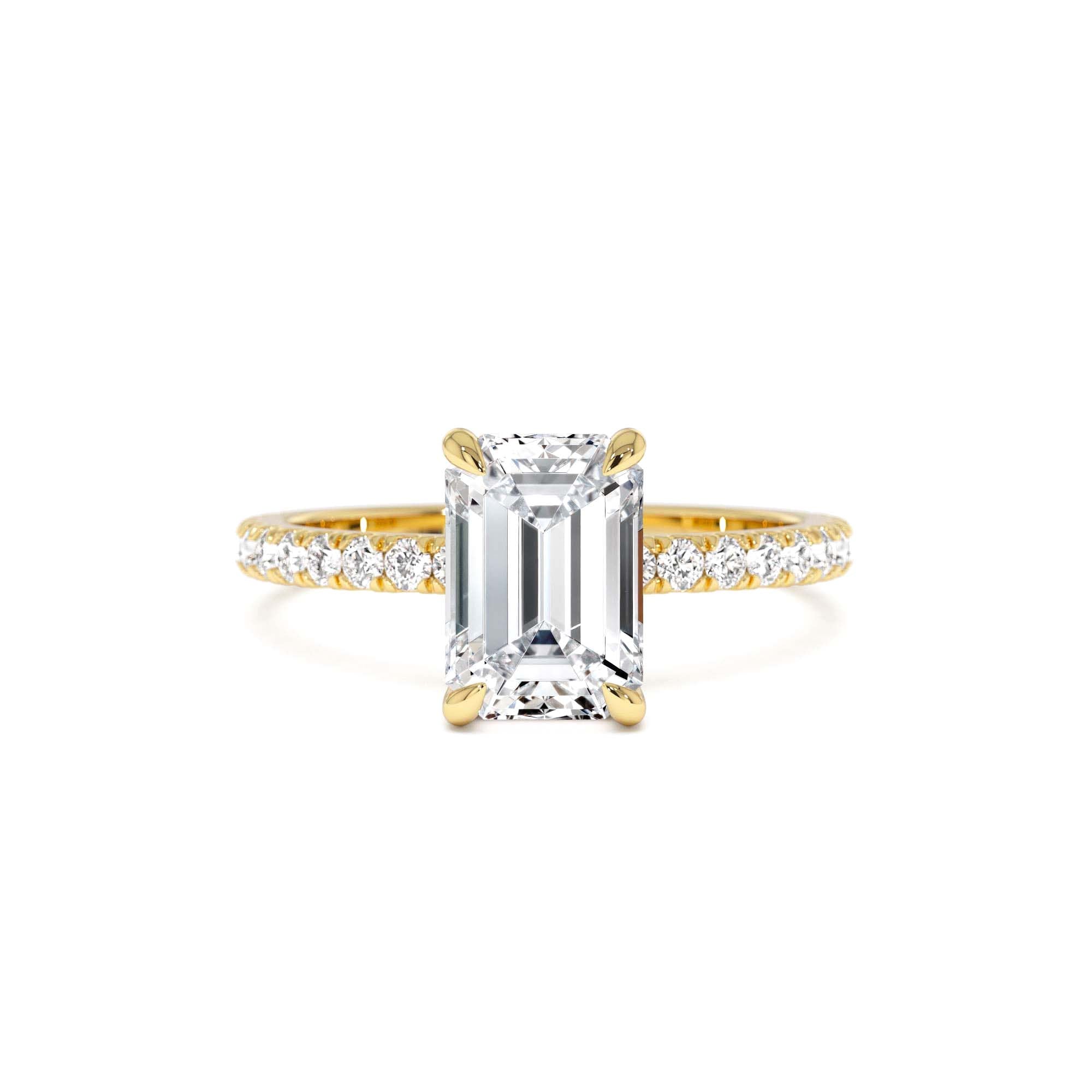 2.45 Ctw 14k Emerald Cut Lab Grown Diamond Pavé Setting with Hidden Halo by Orlina Fine