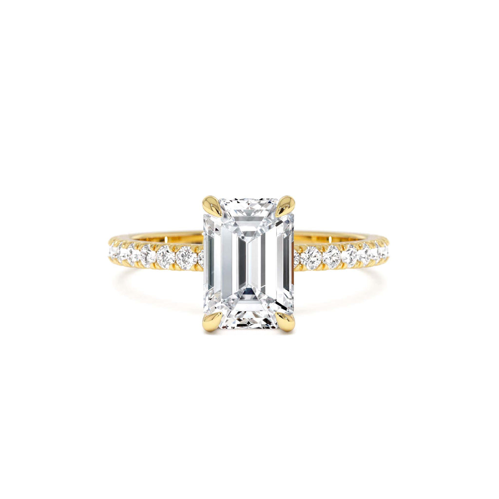 2.45 CTW 14K Emerald Cut Lab Grown Diamond Pavé Setting with Hidden Halo by Orlina Fine
