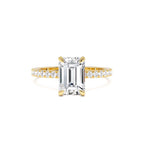 2.45 CTW 14K Emerald Cut Lab Grown Diamond Pavé Setting with Hidden Halo by Orlina Fine