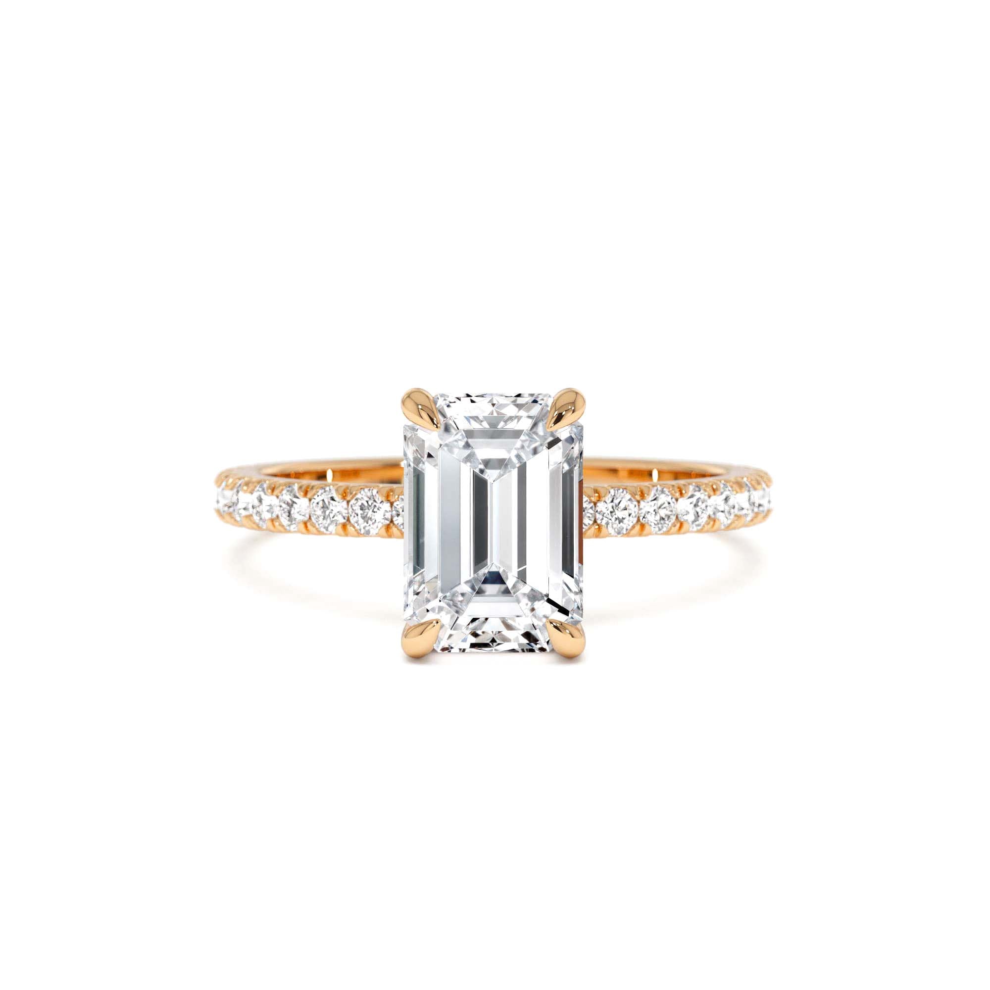 2.45 Ctw 14k Emerald Cut Lab Grown Diamond Pavé Setting with Hidden Halo - view 2