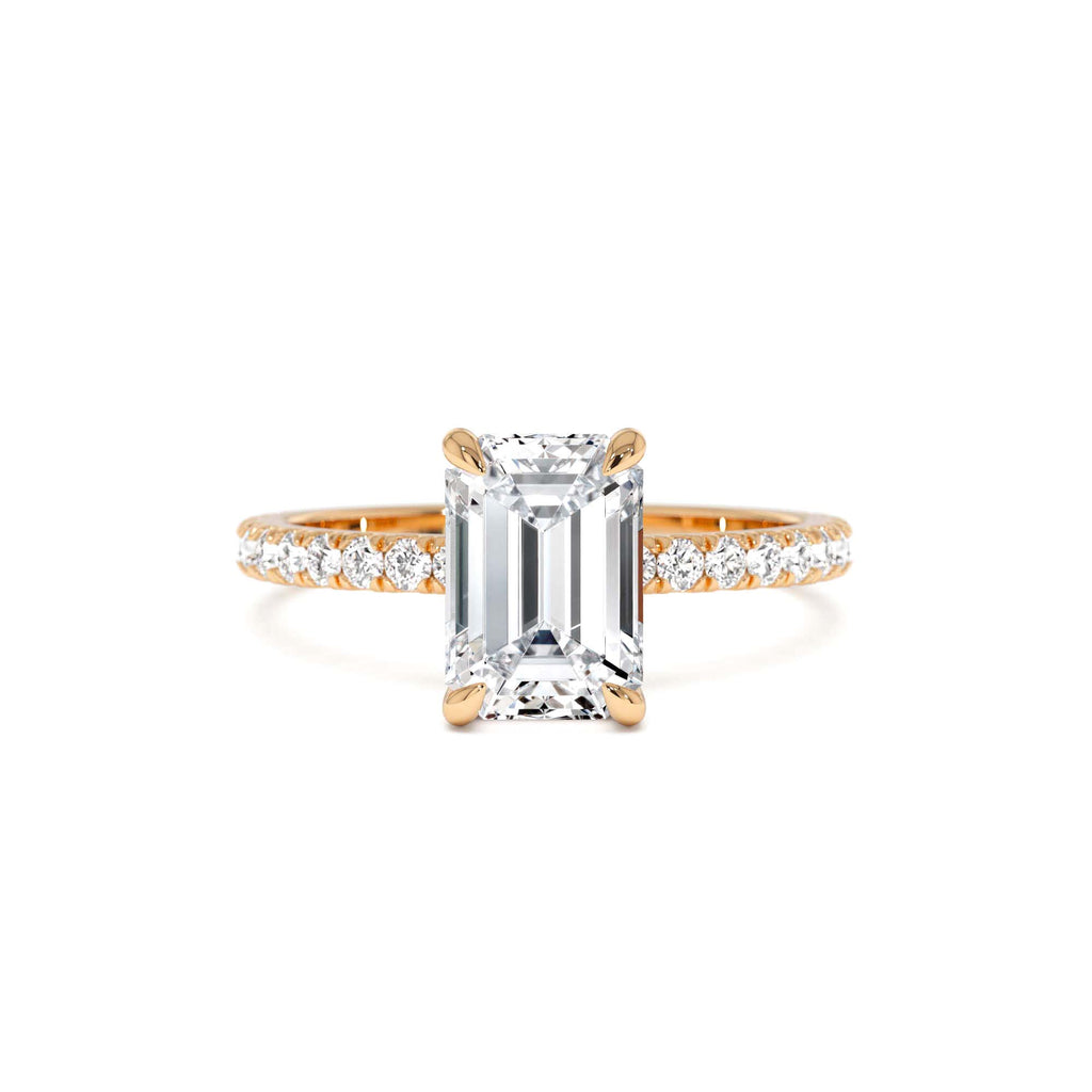 2.45 CTW 14K Emerald Cut Lab Grown Diamond Pavé Setting with Hidden Halo - view 2