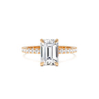 2.45 CTW 14K Emerald Cut Lab Grown Diamond Pavé Setting with Hidden Halo - view 2