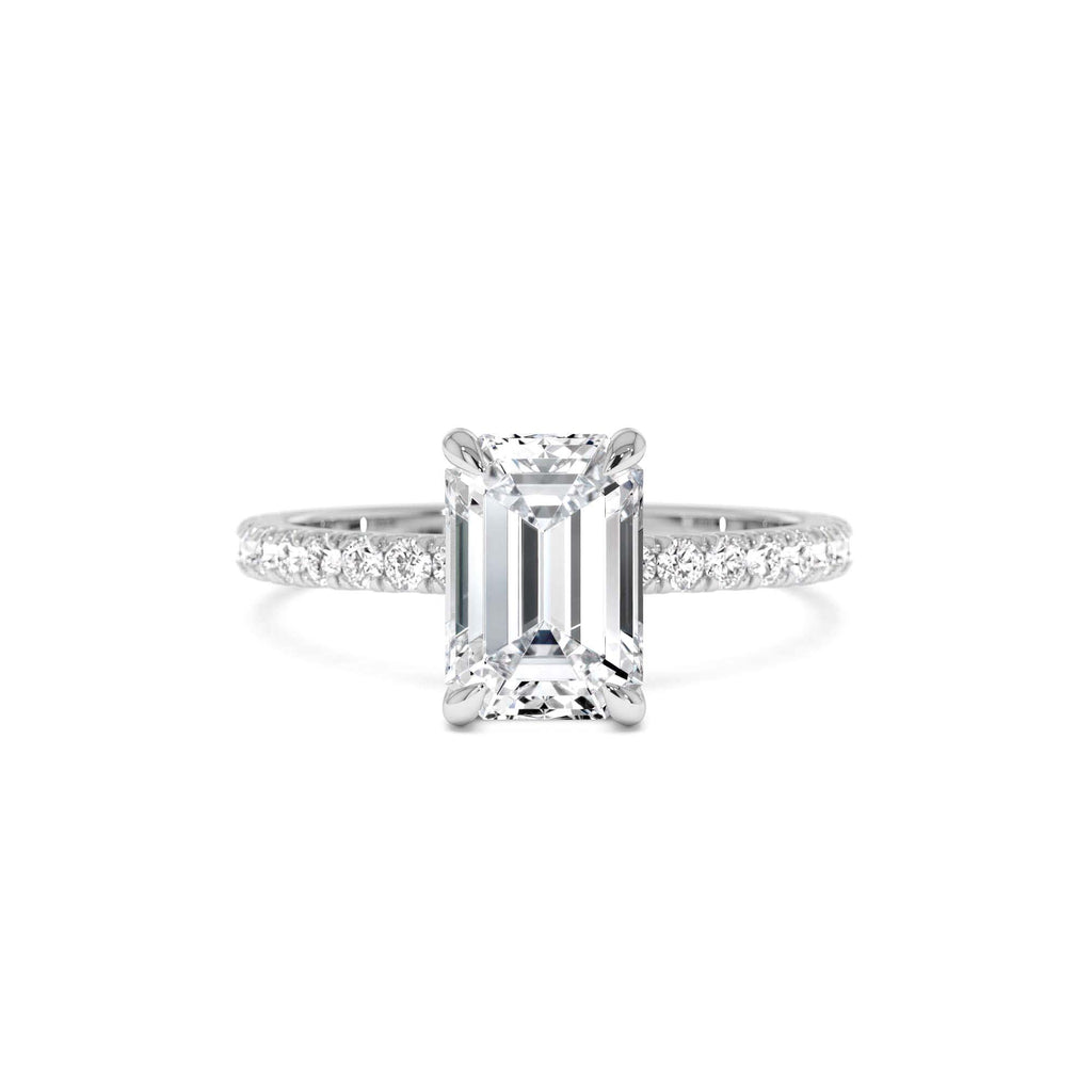 2.45 Ctw 14k Emerald Cut Lab Grown Diamond Pavé Setting with Hidden Halo - view 3